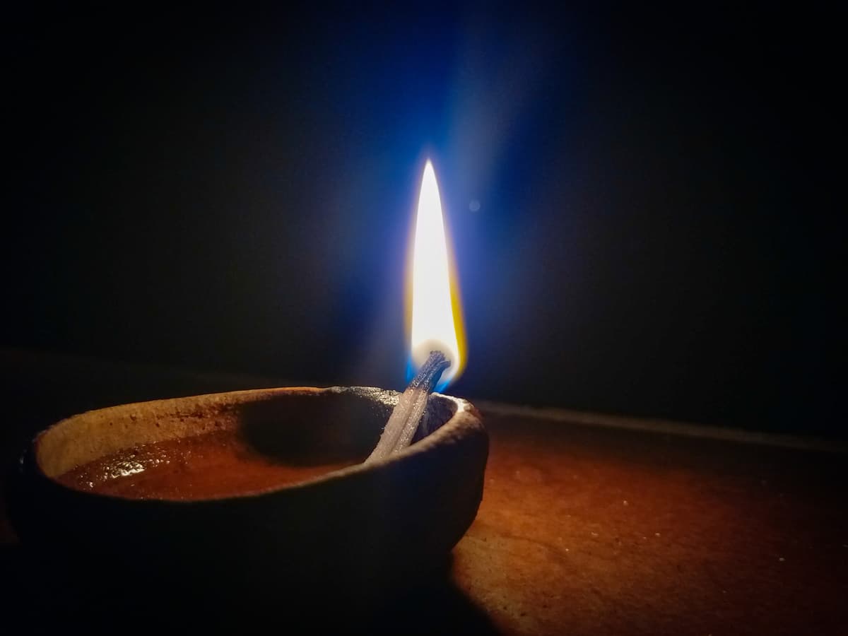 Oil Lamp Illuminating in the Dark