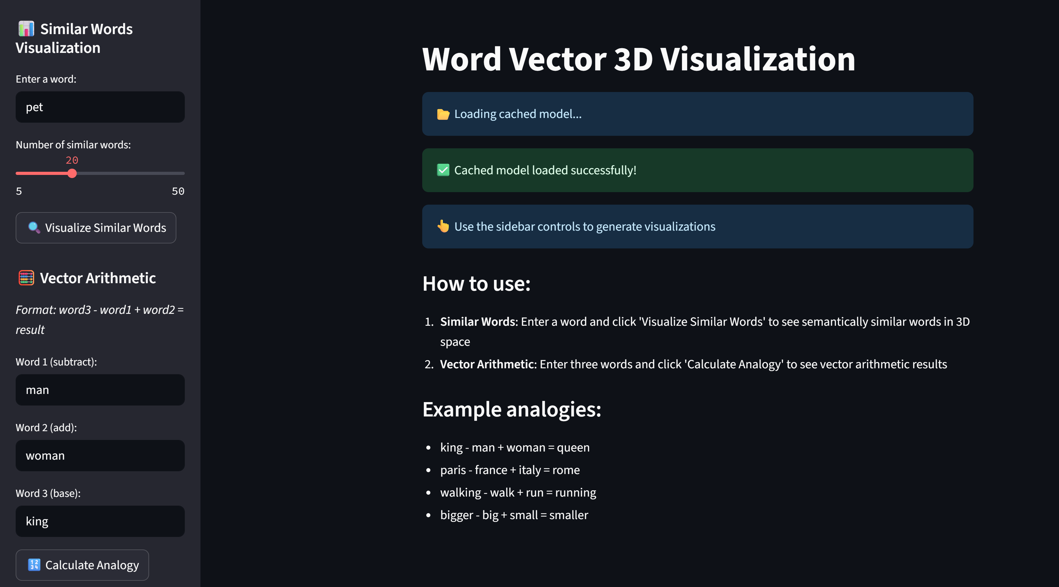 Word2Vec Galaxy Dashboard