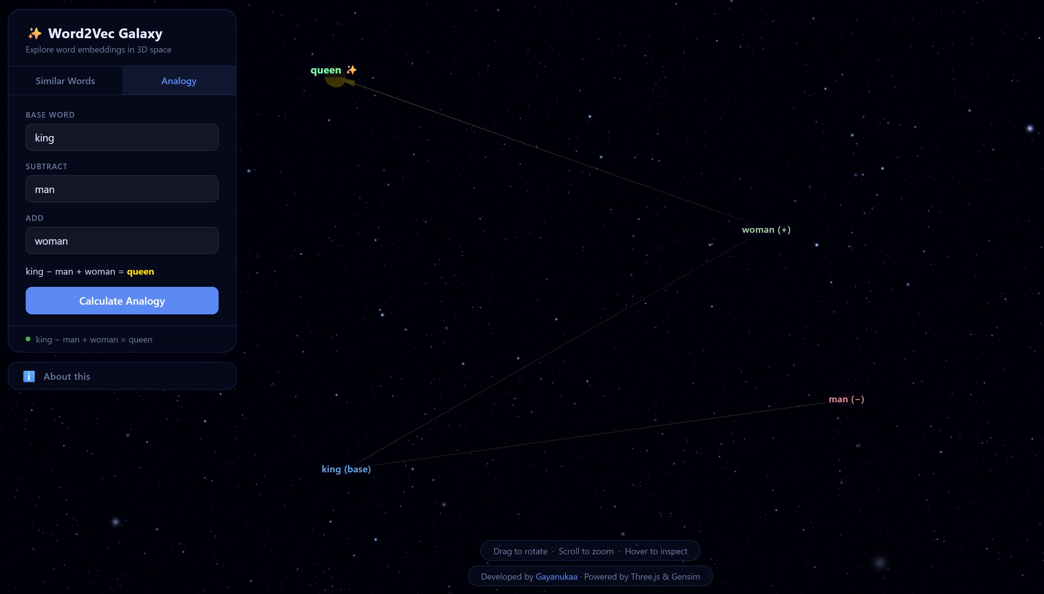 Word2Vec Galaxy Version 2 Visualization